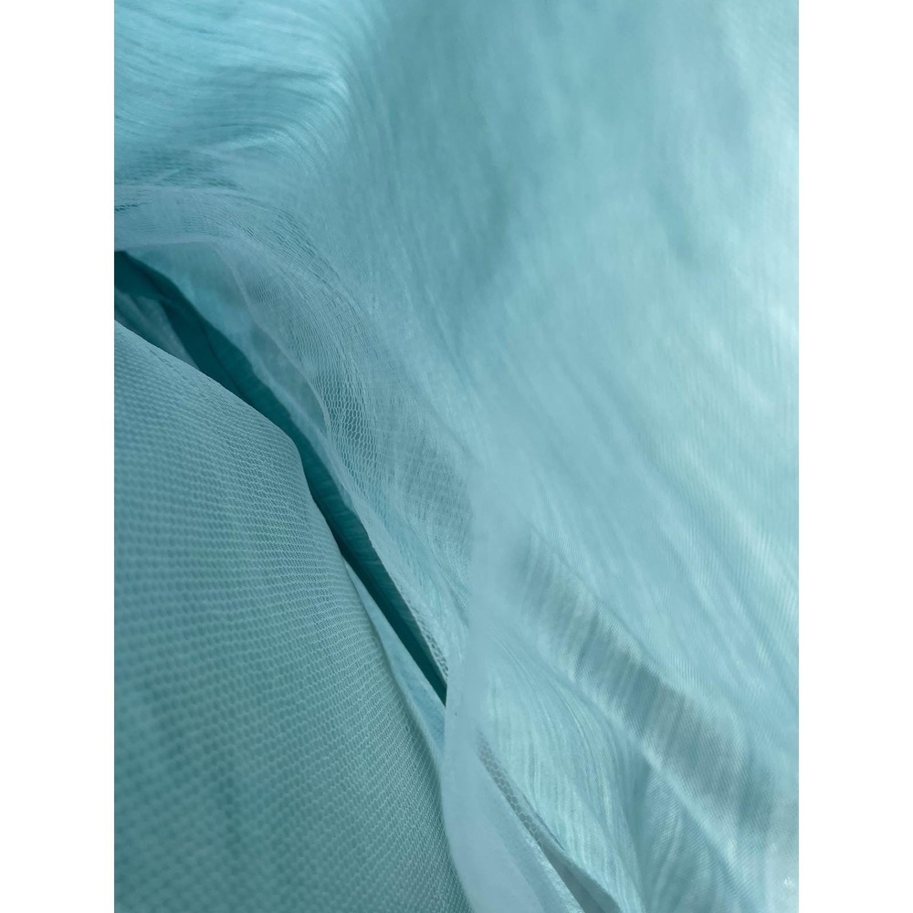 Vintage‎ 50s Seafoam Blue Portrait Collar Dress. Bow Tulle Crinoline Fair - Picture 5 of 11